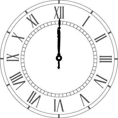 Horloge avec les aiguilles sur le douze.